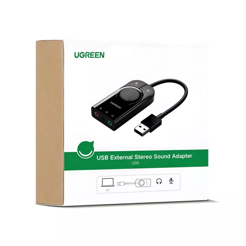 UGREEN CM129 USB-A to 3.5mm External Stereo Sound Adapter - Black