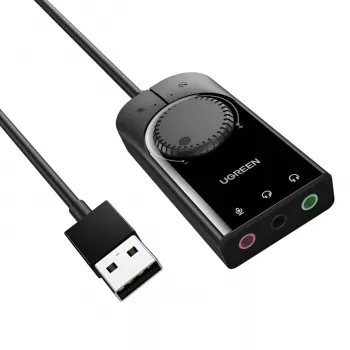 UGREEN CM129 USB-A to 3.5mm External Stereo Sound Adapter - Black