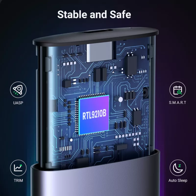 UGREEN CM400-90264 M.2 NVMe/SATA SSD Enclosure 10Gbps USB-C 3.2 Gen 2 Tool-Free Aluminum Silver
