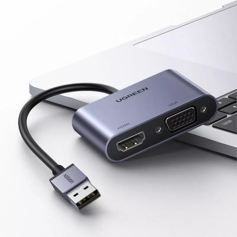 UGREEN CM449 USB-A to HDMI + VGA 1080P Display Adapter