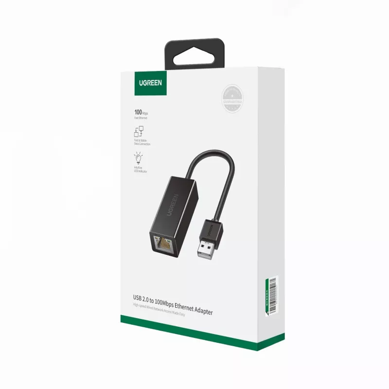 UGREEN CR110 USB 2.0 to RJ45 Ethernet Adapter - Black