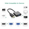UGREEN DisplayPort Male to VGA Female Active Converter, Full HD 1080p, Gold-Plated, Black, 15cm