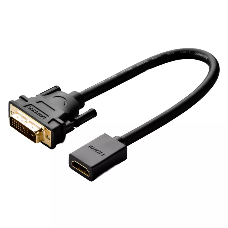 UGREEN DVI to HDMI Cable Adapter 15cm Male to Female 1080p Full HD Black