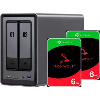 UGREEN DXP2800+ 2x Seagate IronWolf HDD Bundle - 2-Bay NAS with Intel Celeron N5105, 8GB DDR4, 2x 2.5GbE, 2x 4TB HDDs Included