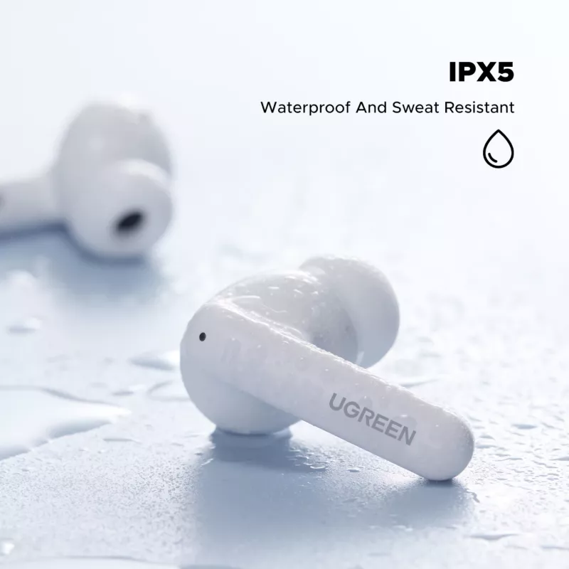 UGREEN EchoBuds Magic Wireless In-Ear Earphones with Active Noise Cancellation, Bluetooth 5.2, IPX5 Water Resistance – White