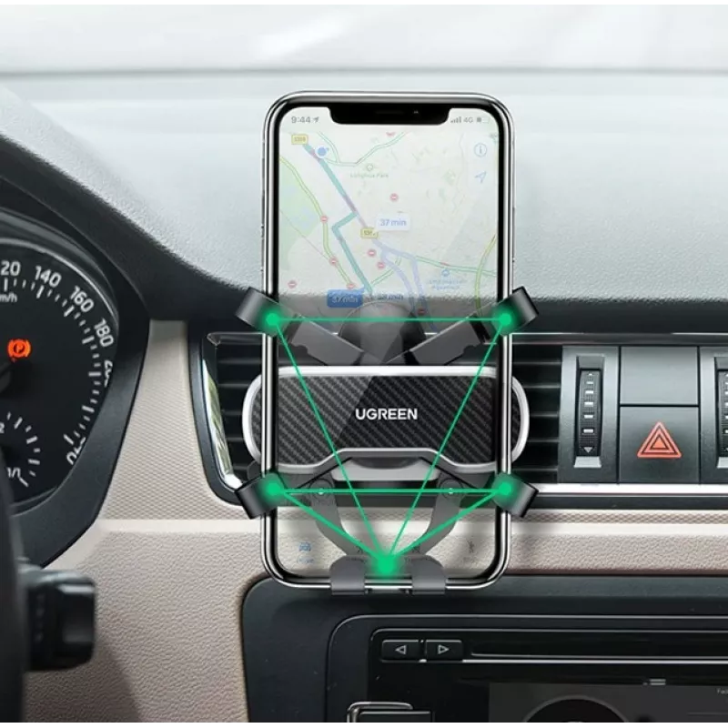 UGREEN Gravity Car Phone Holder Mount for Dashboard Windshield, Universal Smartphone Cradle with Strong Suction Cup, 360° Rotation, Telescopic Arm, One-Button Release, Black