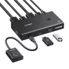 UGREEN HDMI 2.0 KVM Switch 2-In-1 Out, 2 Computers 1 Monitor, 4K@60Hz, 3-Port USB 2.0 Hub, Push Button & Hotkey Switching, Aluminum Alloy, HDCP 2.2, HDR10