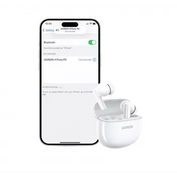 UGREEN HiTune P3 In-Ear Wireless Earbuds with Hybrid ANC, 35dB Noise Cancellation, 4-Mic ENC, 30H Battery, IPX5, Bluetooth 5.2, Low Latency, White
