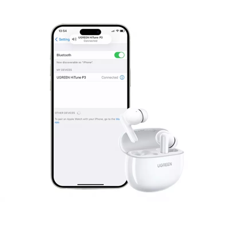UGREEN HiTune P3 In-Ear Wireless Earbuds with Hybrid ANC, 35dB Noise Cancellation, 4-Mic ENC, 30H Battery, IPX5, Bluetooth 5.2, Low Latency, White