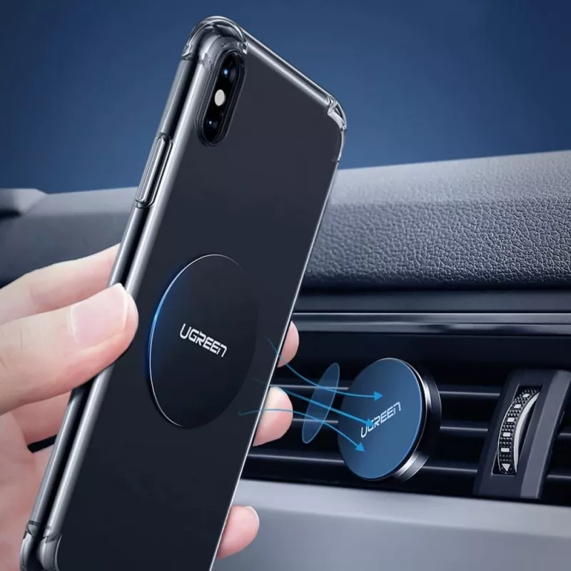 UGREEN LP123 60410 Magnetic Phone Holder Metal Plates - Round & Rectangular, Black (2 Pcs)