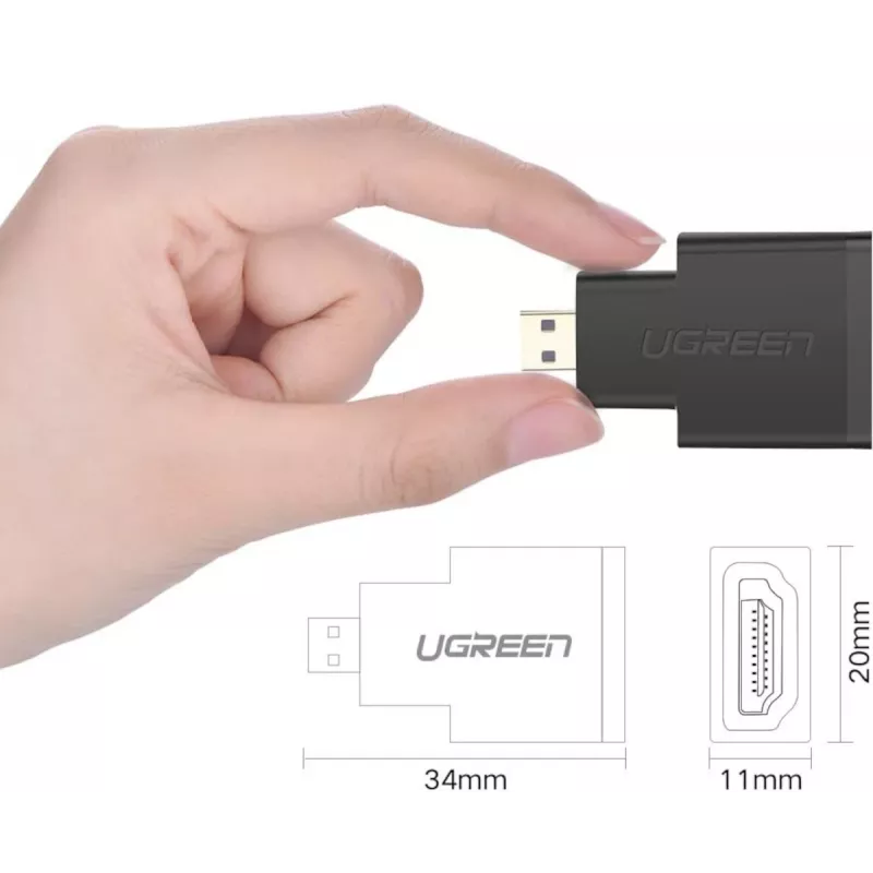 UGREEN Micro HDMI Male to HDMI Female Adapter 4K@60Hz Gold-Plated Black
