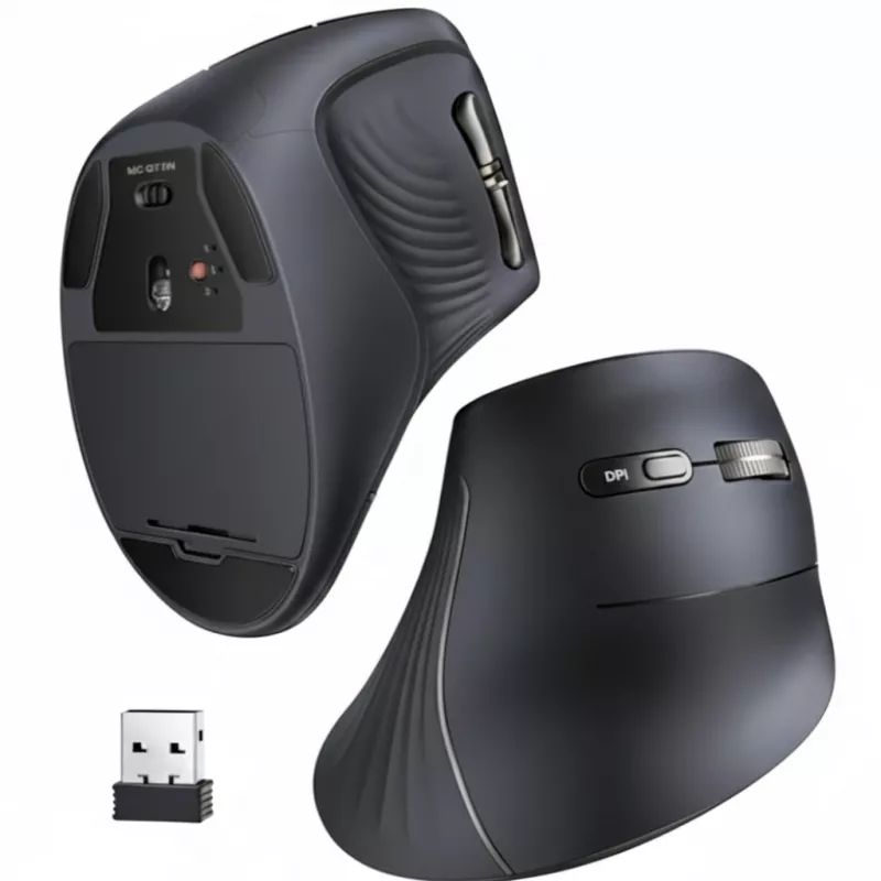 UGREEN Multi-Mode Vertical Mouse Bluetooth and 2.4G Wireless – Black