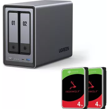UGREEN NASync DXP2800 2-Bay NAS with 8TB (2x Seagate IronWolf 4TB), Intel N100, 2.5GbE