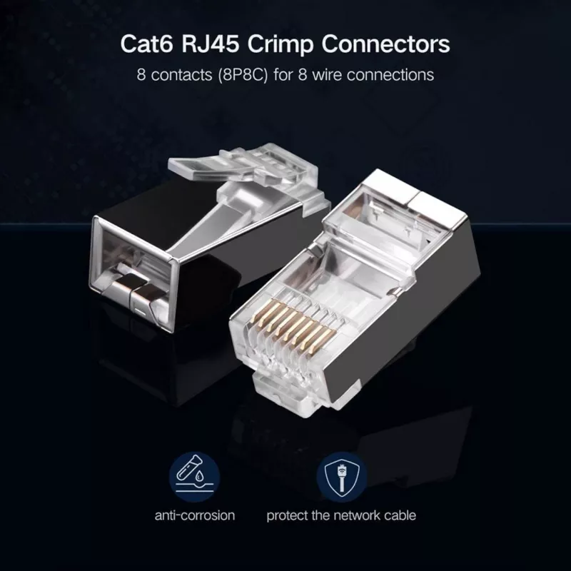 UGREEN NW111 RJ45 Cat6 Ethernet Network Head 100 Pack - Silver/Transparent