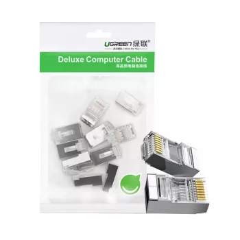 UGREEN NW111 RJ45 Cat6 Ethernet Network Head 100 Pack - Silver/Transparent