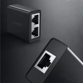 UGREEN RJ45 Splitter Adapter 2 Pack (Black) - Ethernet Network Splitter, 1x RJ45 Male to 2x RJ45 Female, 100Mbps, Cat5/Cat5e/Cat6 Compatible, Passive, Plug & Play