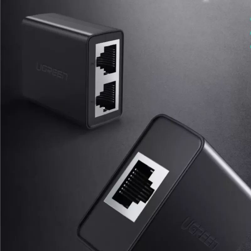 UGREEN RJ45 Splitter Adapter 2 Pack (Black) - Ethernet Network Splitter, 1x RJ45 Male to 2x RJ45 Female, 100Mbps, Cat5/Cat5e/Cat6 Compatible, Passive, Plug & Play