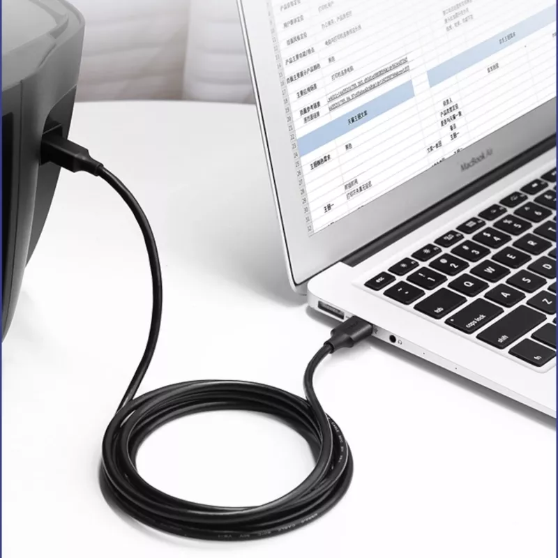 UGREEN US135 USB 2.0 A-B Cable, Gold-Plated, 2m, Black