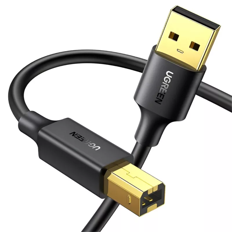 UGREEN US135 USB 2.0 A-B Cable, Gold-Plated, 2m, Black