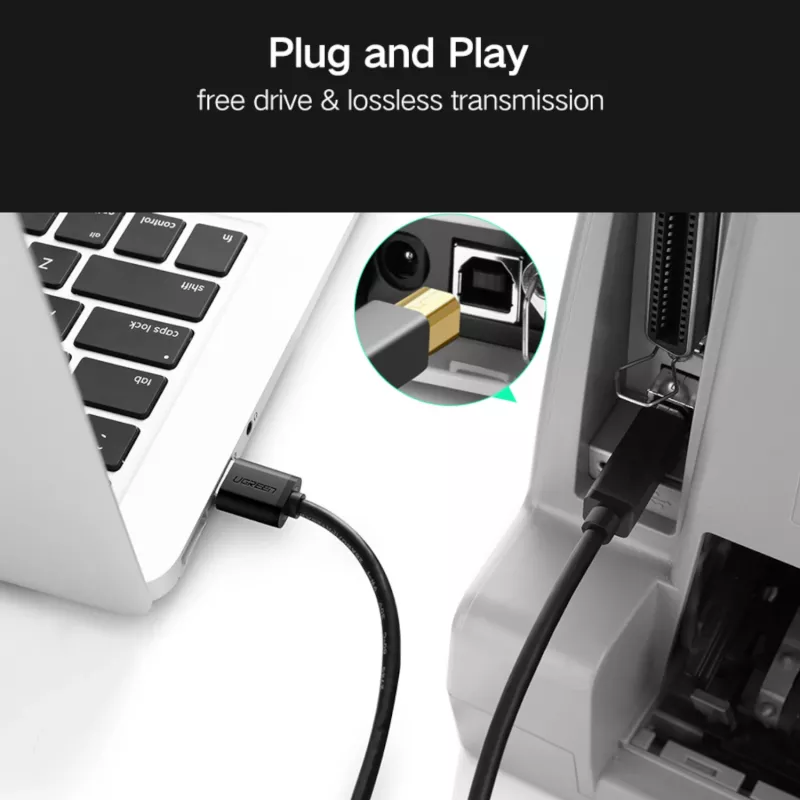 UGREEN US210 USB 3.0 A to B Cable, 2m, Black