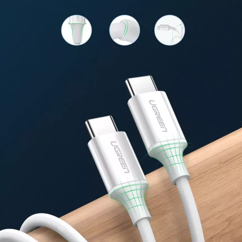 UGREEN US264 USB-C to USB-C Cable 1m White 100W PD QC AFC