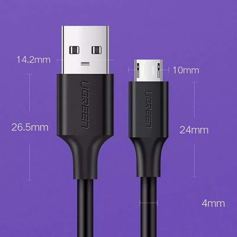 UGREEN US289 Micro USB / USB-A Cable 0.25m - Black