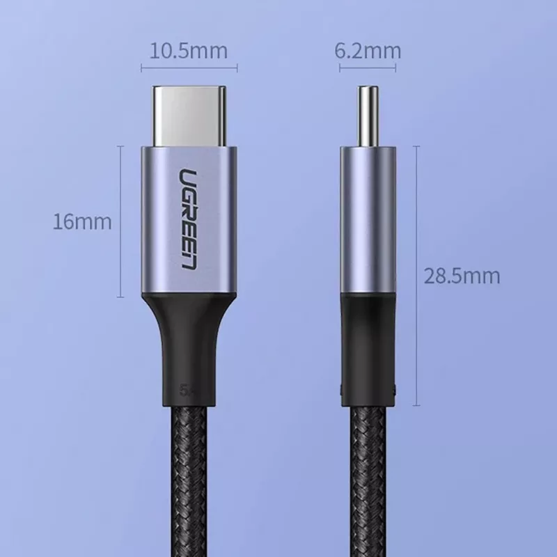 UGREEN US316 USB-C to USB-C Cable 100W 5A 480Mbps 1.5m Gray