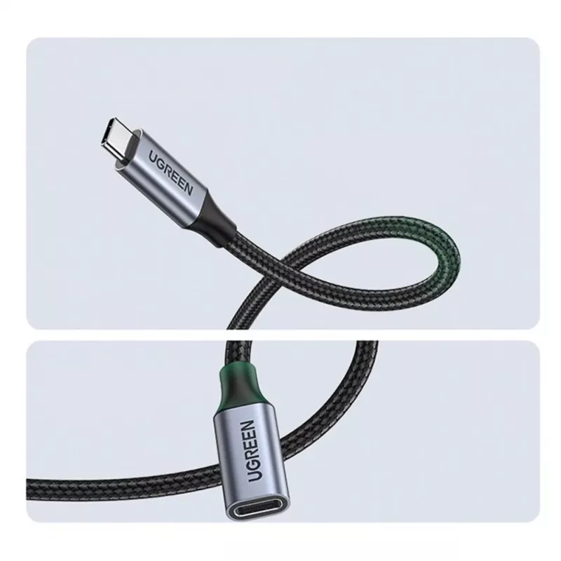 UGREEN US372 USB-C to USB-C Cable 100W 5A 10Gbps 0.5m Gray