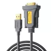 UGREEN USB 2.0 to RS-232 Serial Adapter Cable (USB-A Male to DB9 Male), Black, 1.5m