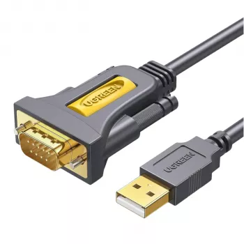 UGREEN USB 2.0 to RS-232 Serial Adapter Cable (USB-A Male to DB9 Male), Black, 1.5m