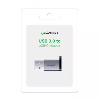 UGREEN USB 3.0 Male to Type-C 3.1 Female Adapter, Data Transfer and Charging, Space Gray