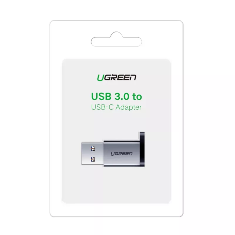 UGREEN USB 3.0 Male to Type-C 3.1 Female Adapter, Data Transfer and Charging, Space Gray