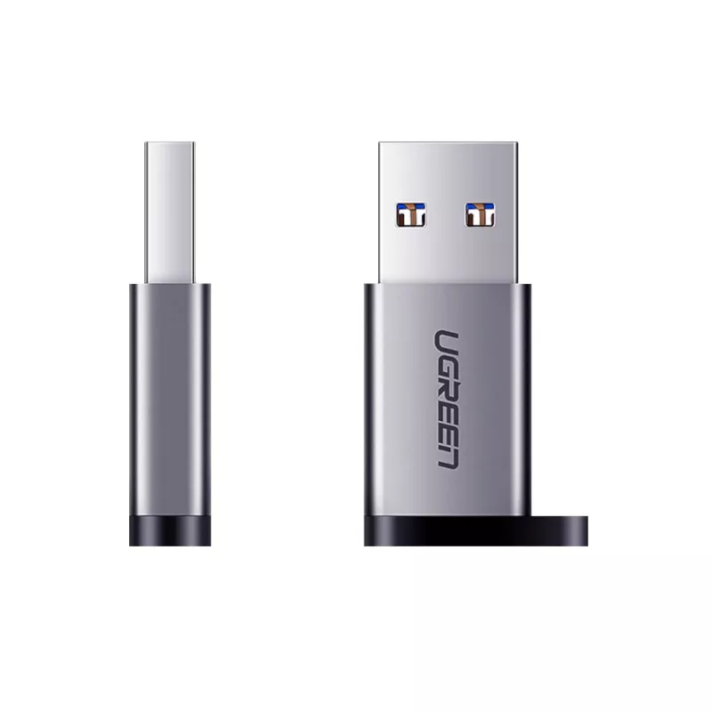 UGREEN USB 3.0 Male to Type-C 3.1 Female Adapter, Data Transfer and Charging, Space Gray