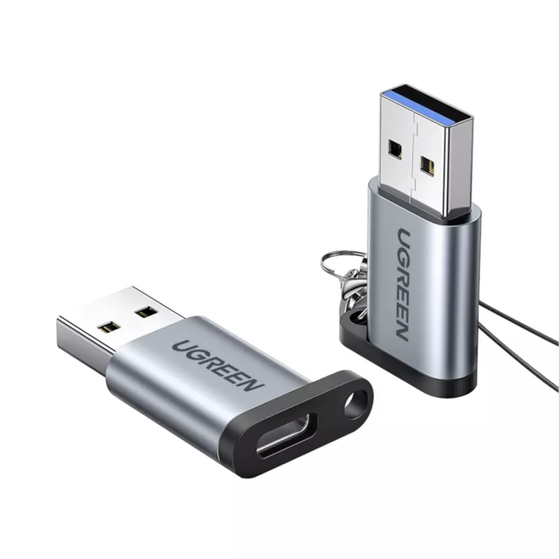UGREEN USB 3.0 Male to Type-C 3.1 Female Adapter, Data Transfer and Charging, Space Gray
