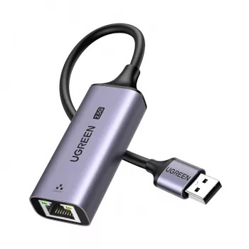 UGREEN USB-A 3.2 Gen 1 to 2.5G Ethernet Adapter, 2.5 Gbps RJ45 LAN, Aluminum, Space Gray, Plug & Play, Realtek RTL8156B, 10 cm Cable