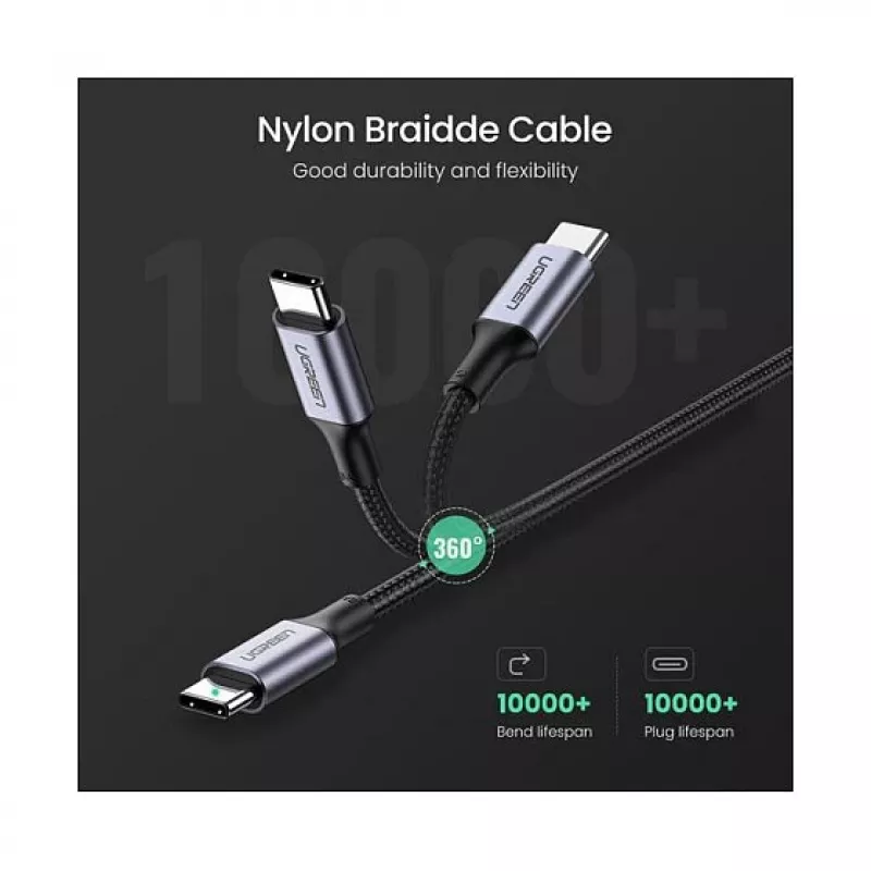 UGREEN USB-C to USB-C 100W Braided Nylon Charging Cable 2m Black