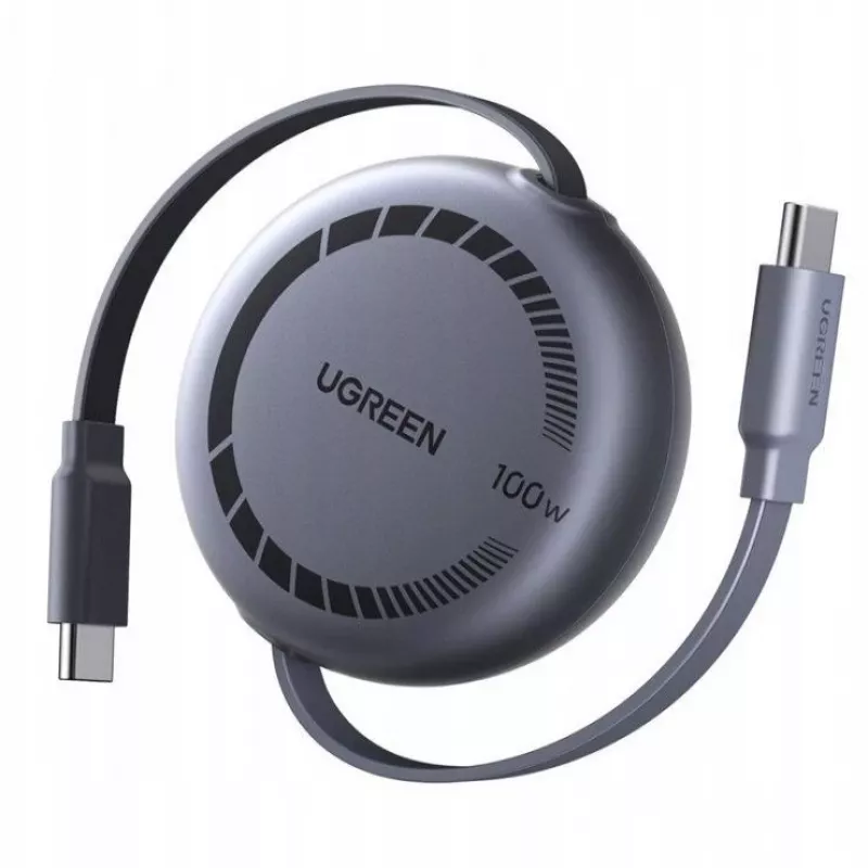 UGREEN USB-C to USB-C PD 100W Retractable Fast Charging Cable 1m Black