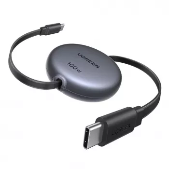 UGREEN USB-C to USB-C PD 100W Retractable Fast Charging Cable 1m Black