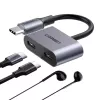 UGREEN USB Type-C Dual Audio and Charging Adapter (15W PD, 2-in-1 Splitter, Space Gray)
