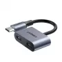 UGREEN USB Type-C Dual Audio and Charging Adapter (15W PD, 2-in-1 Splitter, Space Gray)