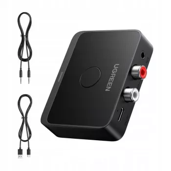 UGREEN Wireless Bluetooth 5.3 LDAC Hi-Res Audio Receiver with 3.5mm AUX and 2x RCA Output, ESS ES9018K2M DAC, aptX HD, aptX Adaptive, aptX, AAC, SBC, Dual Device Connection, Aluminum Alloy, Black