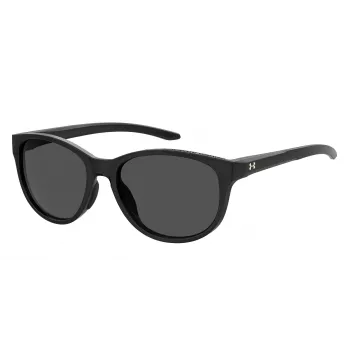 Under Armour UA0014GS807 Women's Sunglasses - Shiny Black Frame, Grey Lens, 57mm