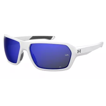 Under Armour UARECON6HTG47 Men's Sunglasses - Rectangular Wrap-Around, Green Lens, Havana Frame