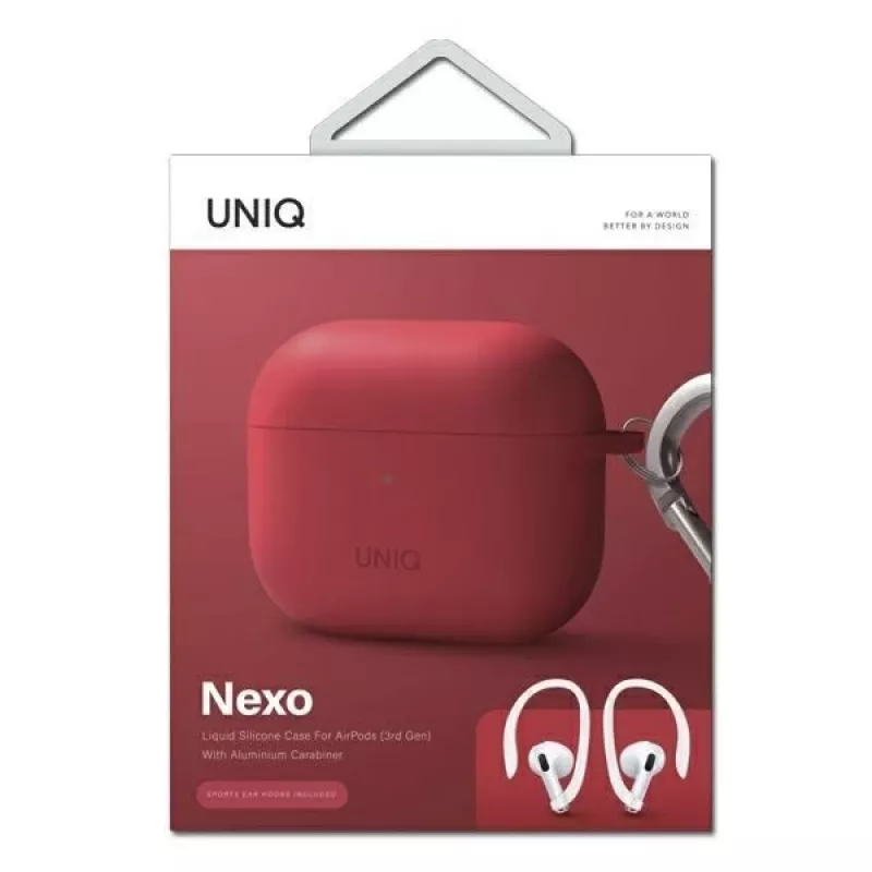 UNIQ Uniq Nexo Case for AirPods 3 + Ear Hooks Silicone - Red