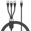 UNITEK 3-in-1 USB-A to Lightning, USB-C, Micro USB Nylon Braided Charging Cable 1.2m Black