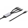 UNITEK 3-in-1 USB-A to Lightning, USB-C, Micro USB Nylon Braided Charging Cable 1.2m Black