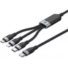 UNITEK 3-in-1 USB-A to Lightning, USB-C, Micro USB Nylon Braided Charging Cable 1.2m Black