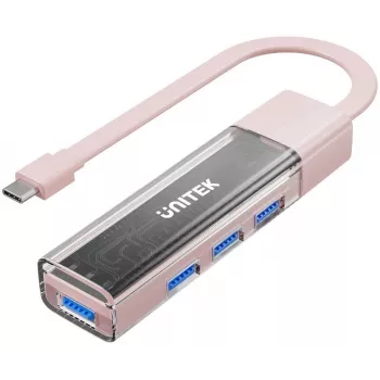 UNITEK Bidirectional USB-C/USB-A Hub, 4-Port, 5Gbps, Pink