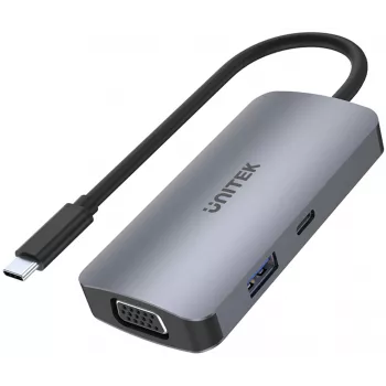 Unitek D1051A USB-C Hub with 1x USB 3.0, VGA, 2x HDMI, Power Delivery, and MST