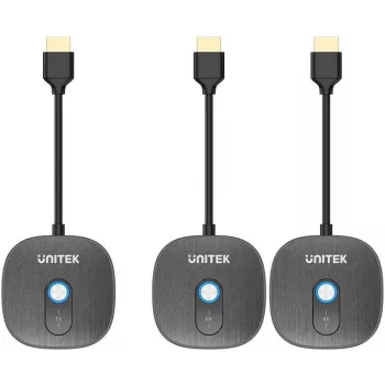 UNITEK Wireless HDMI 1080p AV Signal Transmitter System, 1 Transmitter + 2 Receivers, Black